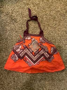 Free People Cabana Ember Embroidered Halter Tank Top Orange Size Large